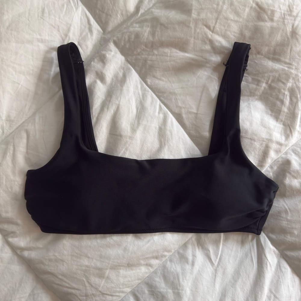 aerie American eagle Black Square-Neck Swim bikini top